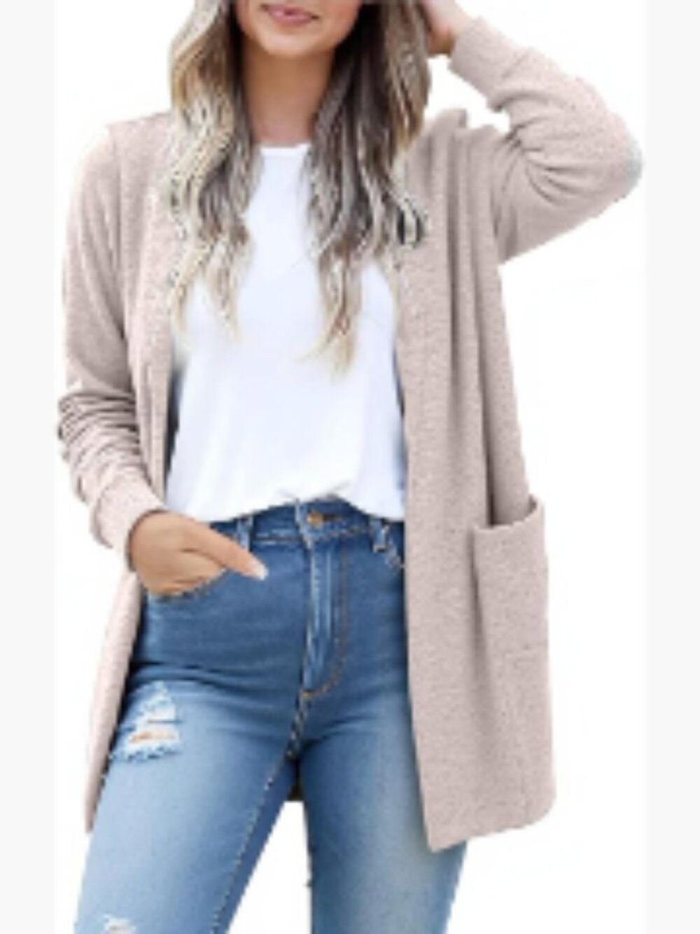 Lightweight Open Front Cardigan with Pockets Casual Loose Fit